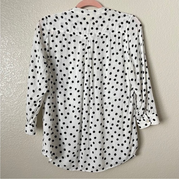 Anthropologie Maeve White Polka Dot Dalmation Spotted Henley Sz XS - Picture 5 of 10